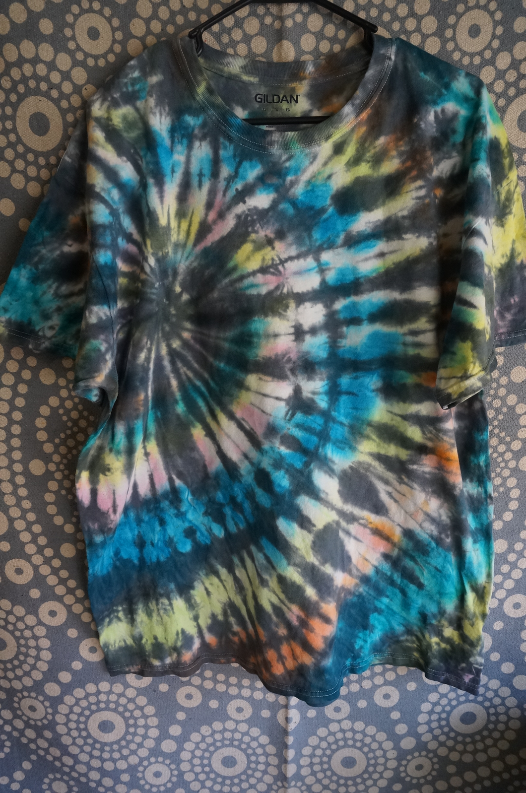 Tie-Dye Teal Blue/Yellow Spiral XL Shirt - Caliculturesmokeshop.com