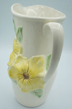 Load image into Gallery viewer, Vintage Bright Yellow Flowers Pitcher with Handle, Ceramic, Holland Mold
