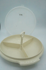 Tupperware Mid-Century Container, Serving Snack Tray with Lid and Screw in Handle to carry - ohiohippiessmokeshop.com