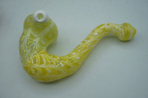 Yellow an White Borosilicate Sherloc Pipe- OhioHippiesSmokeShop.com
