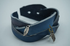 Hand Made, Silver Charms Leather Bracelets - Caliculturesmokeshop.com