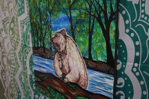 Bear Catching Wild Fish Acrylics Canvas Art